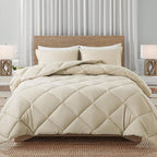 Decroom Lightweight Full Comforter Set with 2 Pillow Sham - 3 Pieces Set - Quilted Down Alternative Comforter/Duvet Insert for All Season - Blue/Grey - Full Size - Grand Goldman