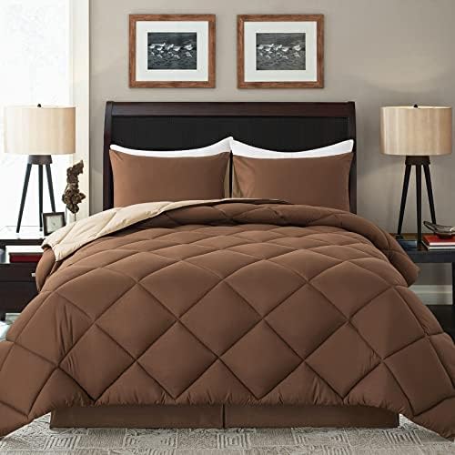Decroom Lightweight Full Comforter Set with 2 Pillow Sham - 3 Pieces Set - Quilted Down Alternative Comforter/Duvet Insert for All Season - Blue/Grey - Full Size - Grand Goldman