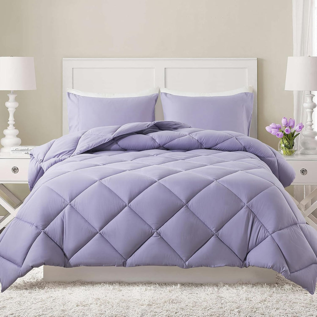 Decroom Lightweight Full Comforter Set with 2 Pillow Sham - 3 Pieces Set - Quilted Down Alternative Comforter/Duvet Insert for All Season - Blue/Grey - Full Size - Grand Goldman
