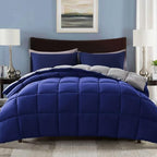 Decroom Lightweight Full Comforter Set with 2 Pillow Sham - 3 Pieces Set - Quilted Down Alternative Comforter/Duvet Insert for All Season - Blue/Grey - Full Size - Grand Goldman