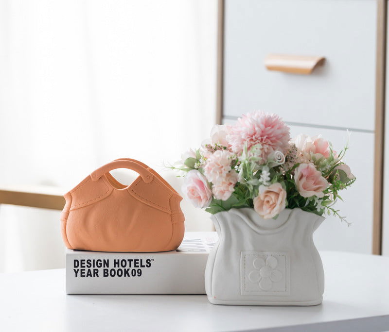 Dehua Frosted Wide Mouth Handbag Ceramic Vase Ornament Simple European Retro - Grand Goldman