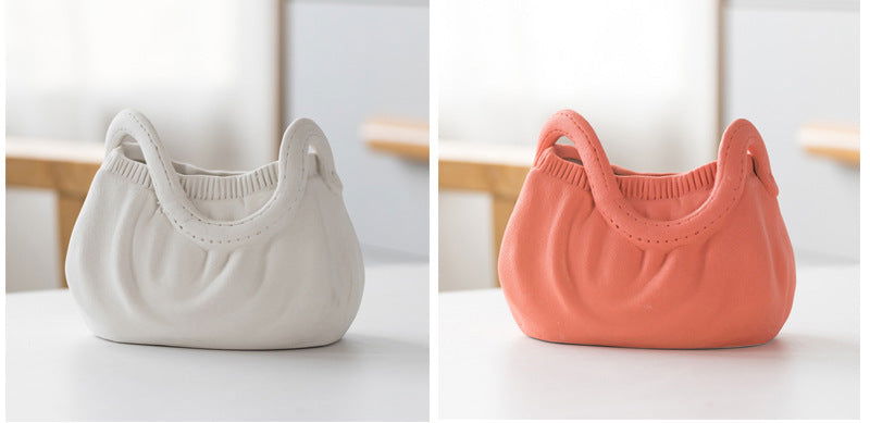Dehua Frosted Wide Mouth Handbag Ceramic Vase Ornament Simple European Retro - Grand Goldman