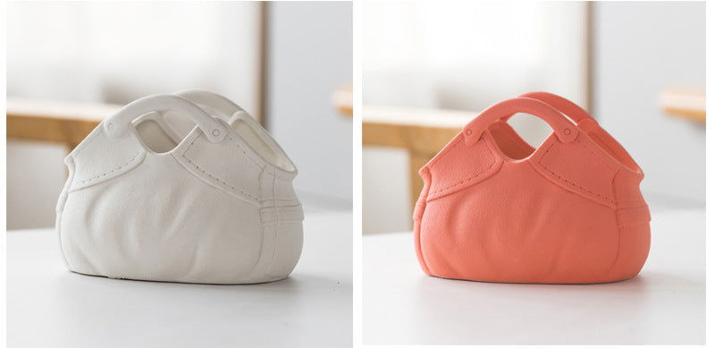 Dehua Frosted Wide Mouth Handbag Ceramic Vase Ornament Simple European Retro - Grand Goldman