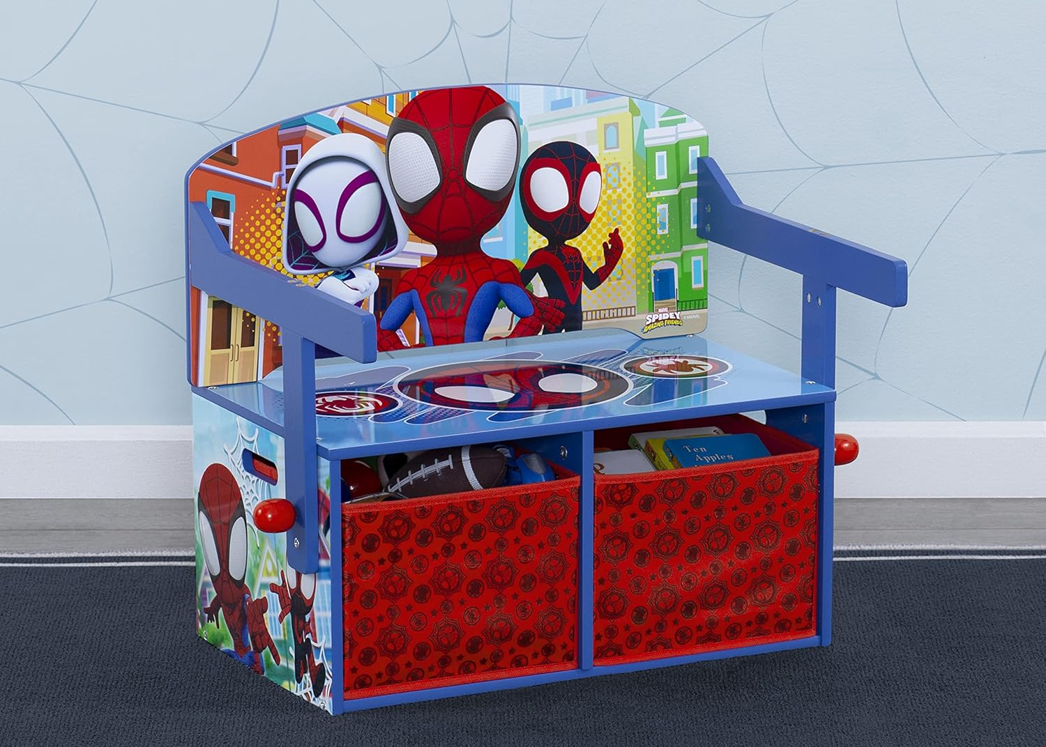 Delta Children Kids Convertible Activity Bench - Greenguard Gold Certified, Marvel Spidey and His Amazing Friends - Grand Goldman
