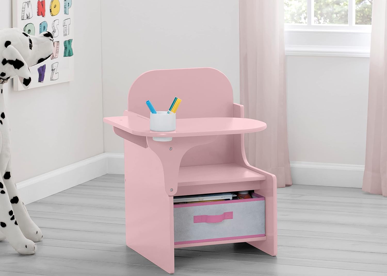 Delta Children MySize Chair Desk with Storage Bin - Greenguard Gold Certified, Dusty Rose - Grand Goldman
