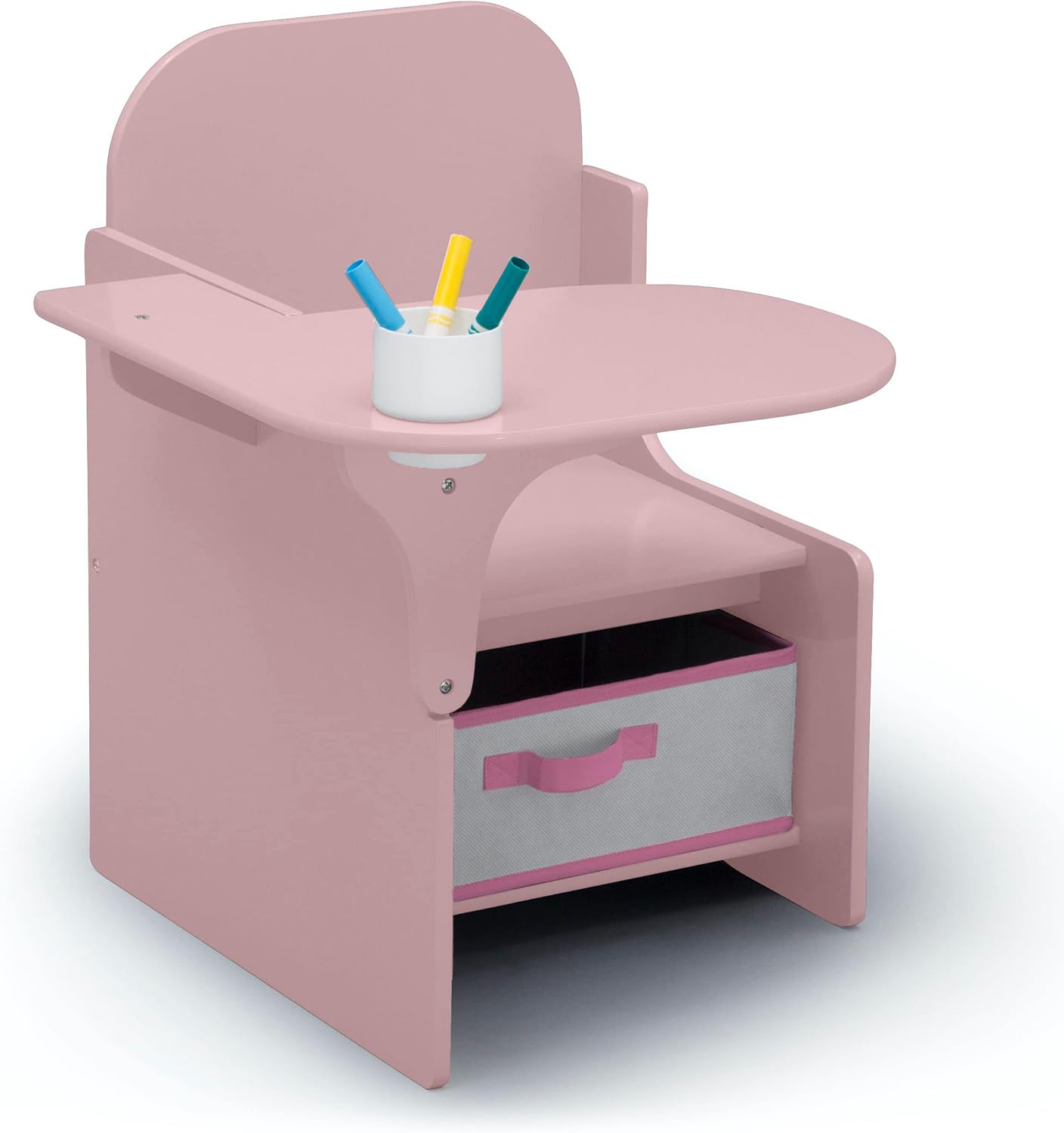 Delta Children MySize Chair Desk with Storage Bin - Greenguard Gold Certified, Dusty Rose - Grand Goldman