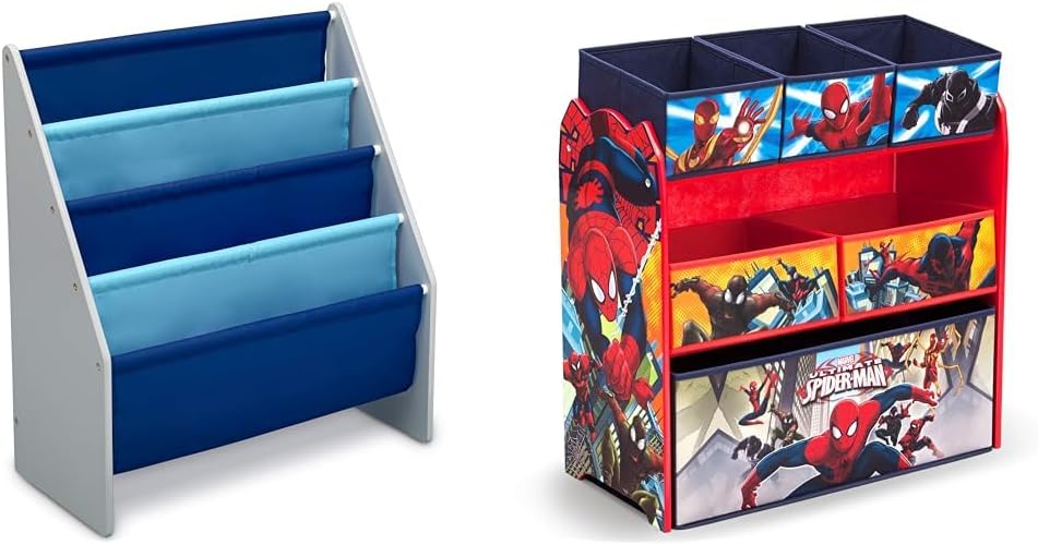 Delta Children Sling Rack Bookshelf for Kids - Easy-to-Reach Storage for Magazines or Coloring Books - Ideal for Playrooms & Homeschooling - Greenguard Gold Certified, White/Pink - Grand Goldman