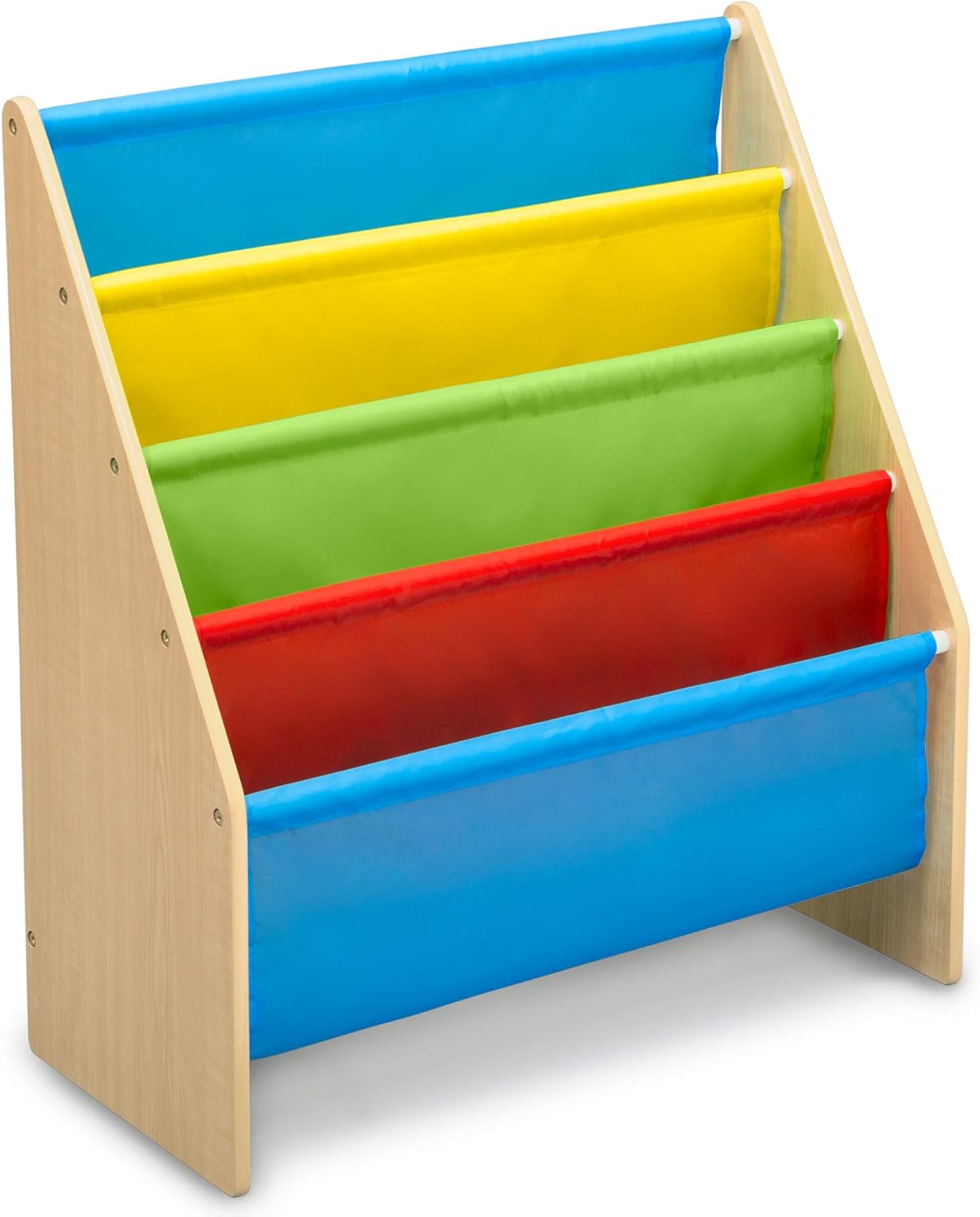 Delta Children Sling Rack Bookshelf for Kids - Easy-to-Reach Storage for Magazines or Coloring Books - Ideal for Playrooms & Homeschooling - Greenguard Gold Certified, White/Pink - Grand Goldman