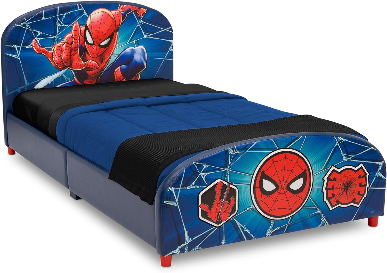 Delta Children Upholstered Twin Bed, Marvel Spider Man - Grand Goldman