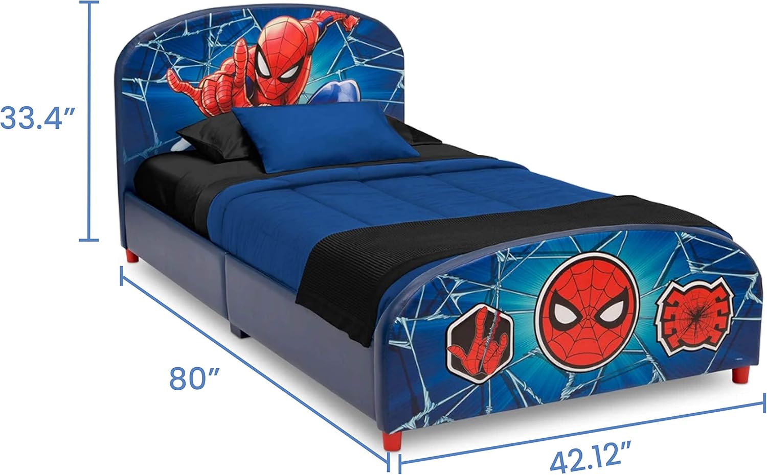 Delta Children Upholstered Twin Bed, Marvel Spider Man - Grand Goldman