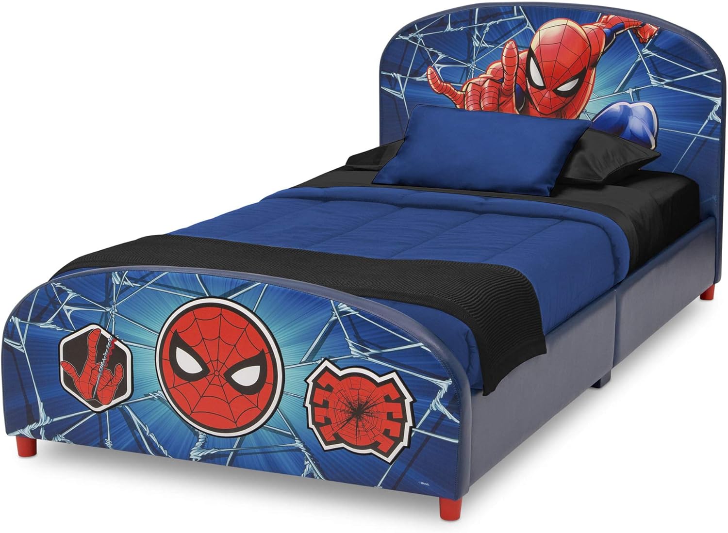 Delta Children Upholstered Twin Bed, Marvel Spider Man - Grand Goldman