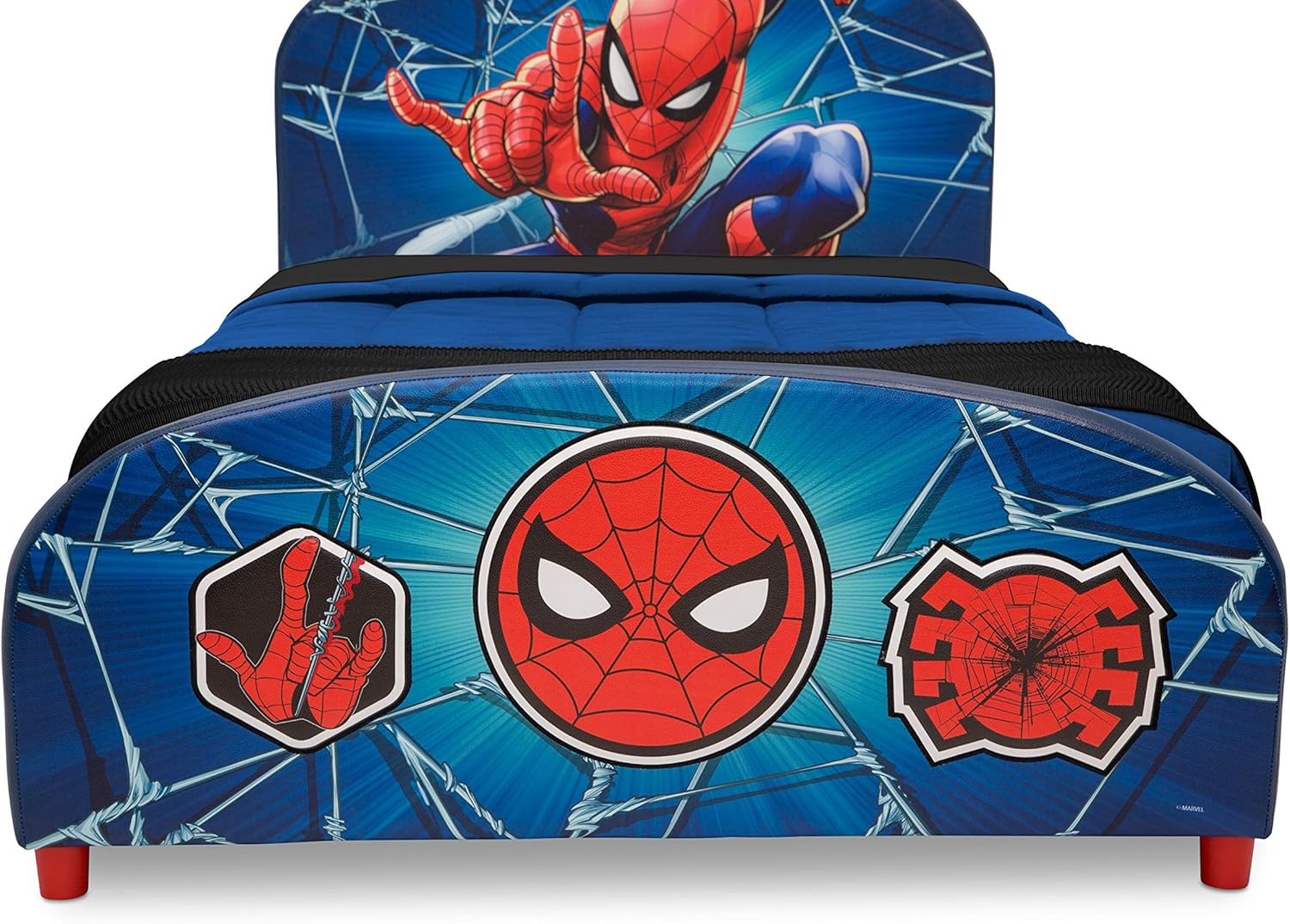 Delta Children Upholstered Twin Bed, Marvel Spider Man - Grand Goldman
