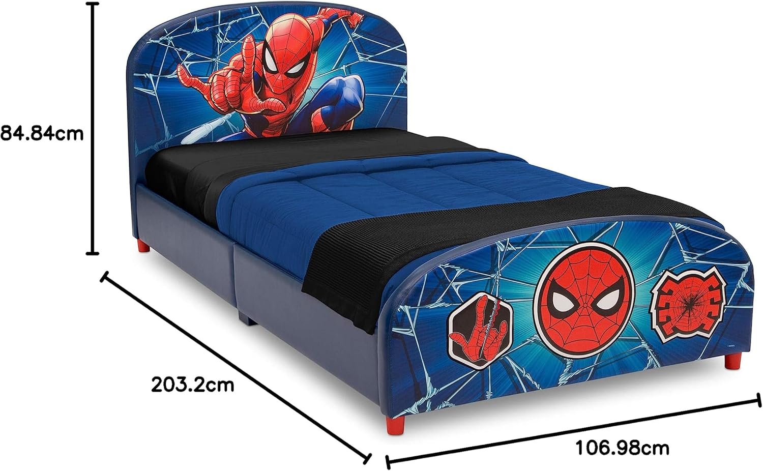 Delta Children Upholstered Twin Bed, Marvel Spider Man - Grand Goldman