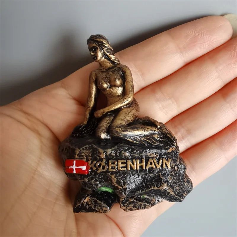 Denmark Mermaid Tourist Souvenirs 3D Resin Refrigerator Magnet Magnetic Stickers for home decor - Grand Goldman
