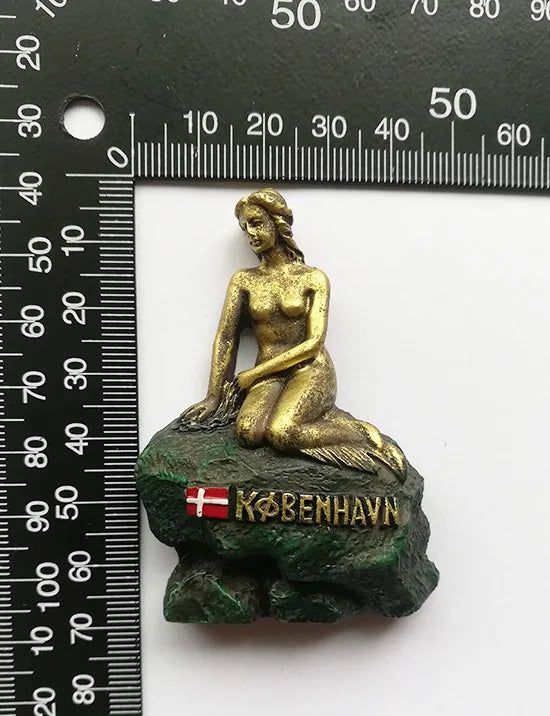 Denmark Mermaid Tourist Souvenirs 3D Resin Refrigerator Magnet Magnetic Stickers for home decor - Grand Goldman