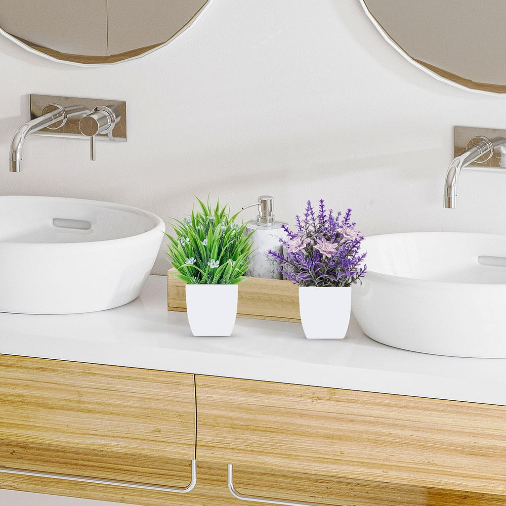 Der Rose 2 Pack Small Fake Plants Mini Artificial Potted Plants for Table Desk Home Bathroom Office Decor - Grand Goldman