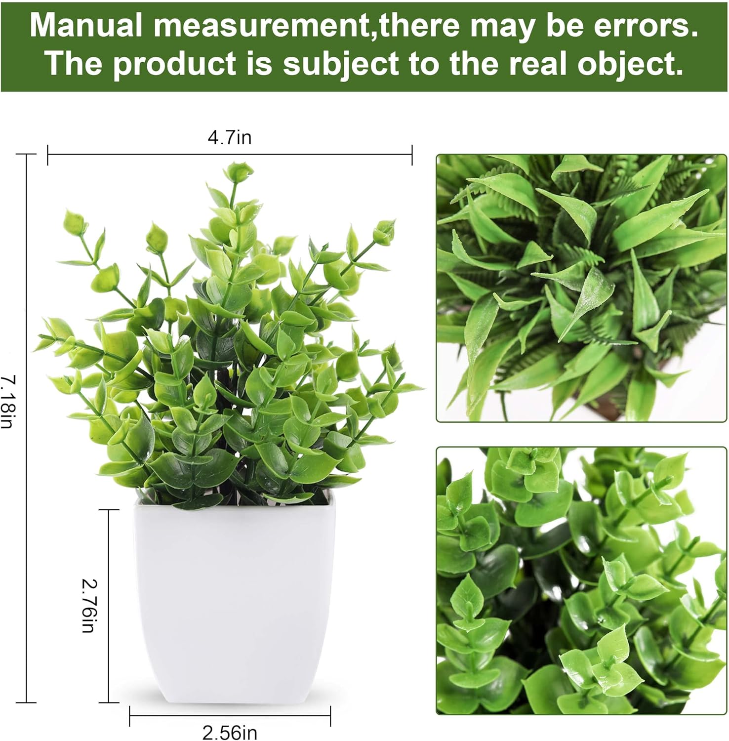 Der Rose 2 Pack Small Fake Plants Mini Artificial Potted Plants for Table Desk Home Bathroom Office Decor - Grand Goldman