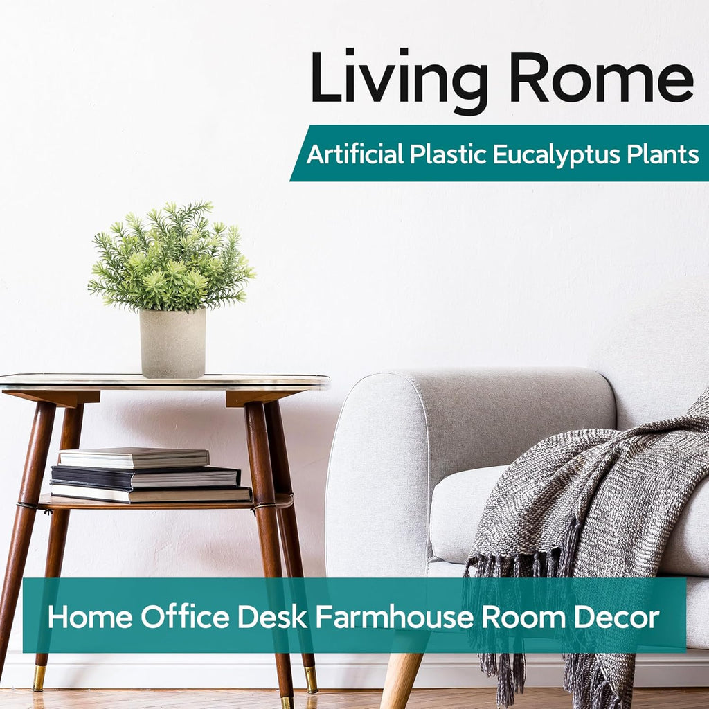 Der Rose 3 Pack Mini Potted Fake Plants Artificial Plastic Eucalyptus Plants Topiaries for Home Office Desk Farmhouse Room Decor - Grand Goldman