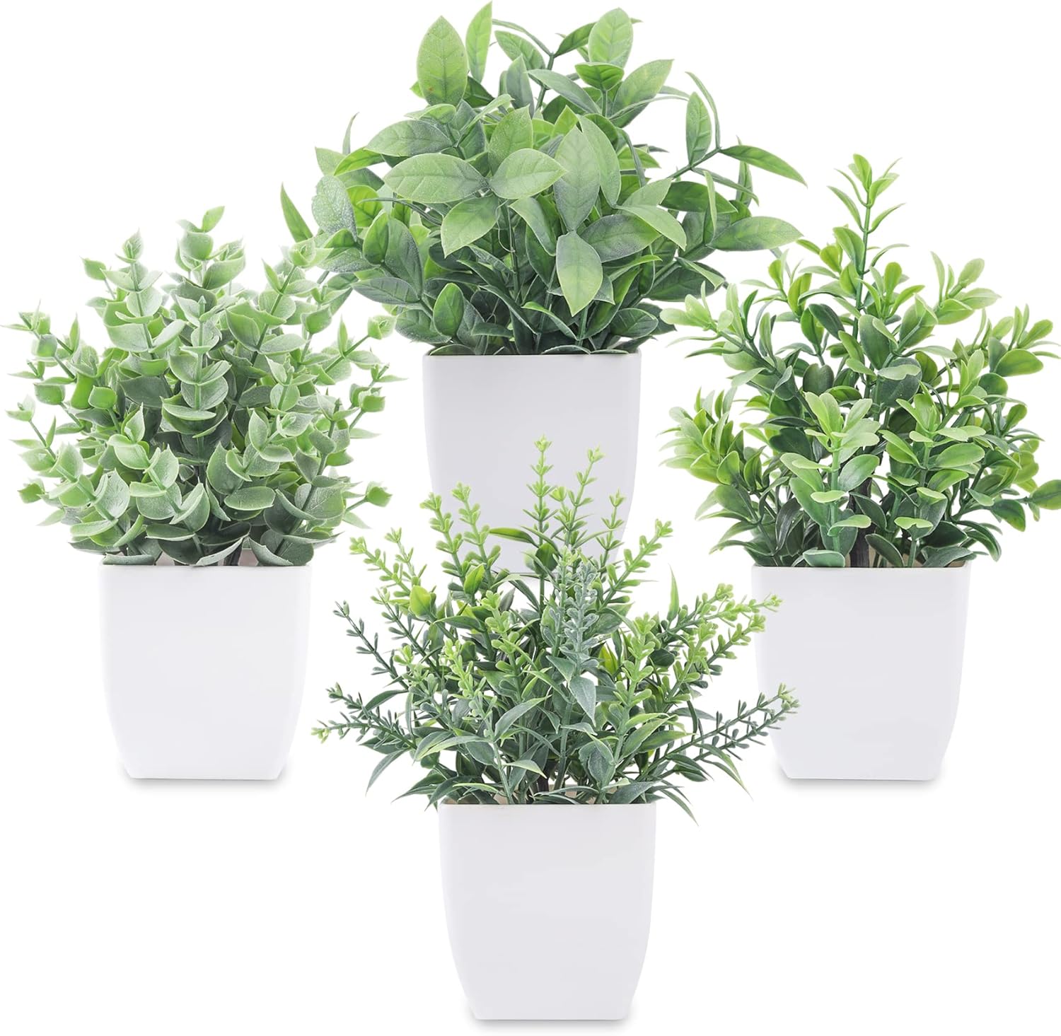 Der Rose 4 Pack Fake Plants Mini Artificial Greenery Potted Plants for Home Decor Indoor Office Table Room Farmhouse - Grand Goldman