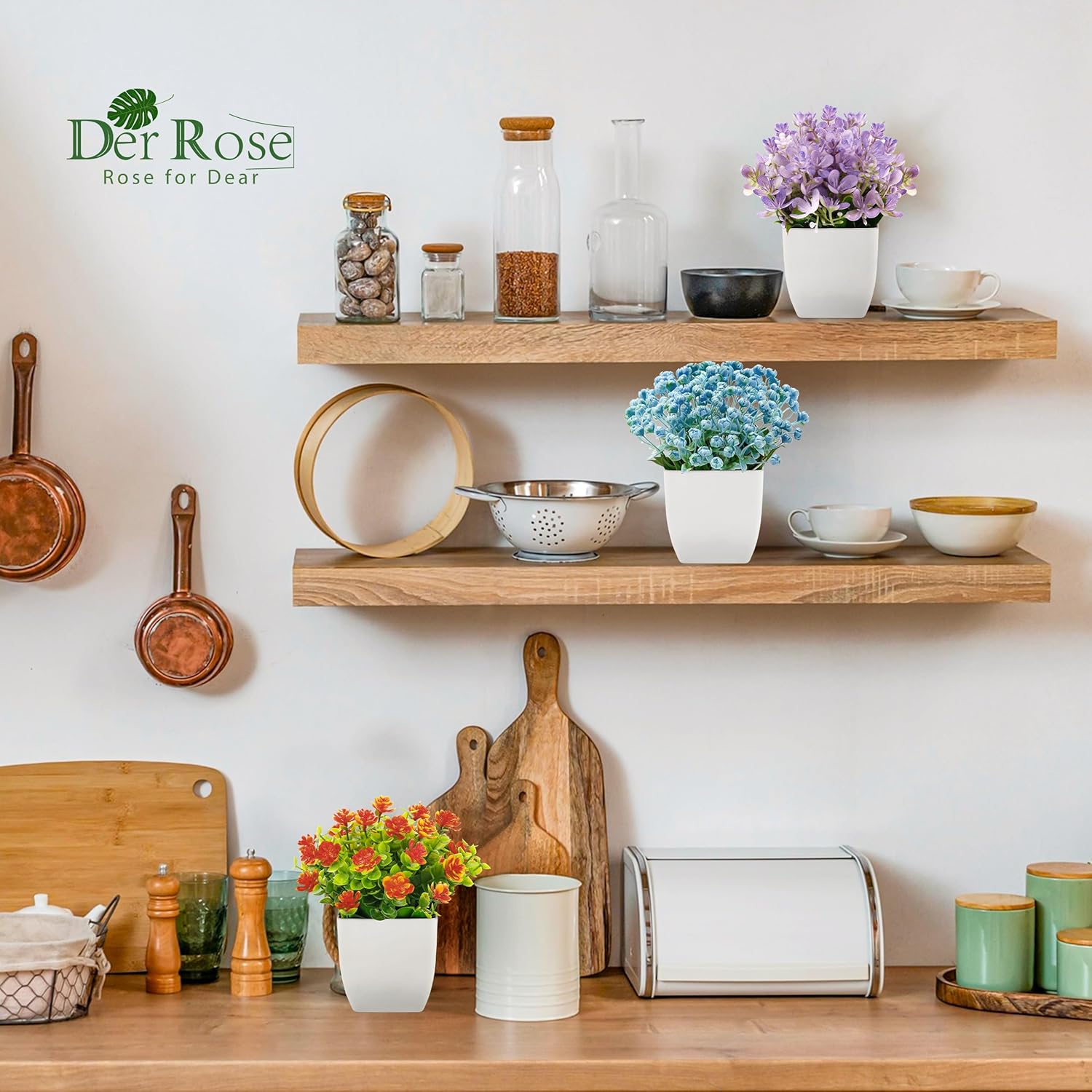 Der Rose 4 Pack Fake Plants Mini Artificial Greenery Potted Plants for Home Decor Indoor Office Table Room Farmhouse - Grand Goldman