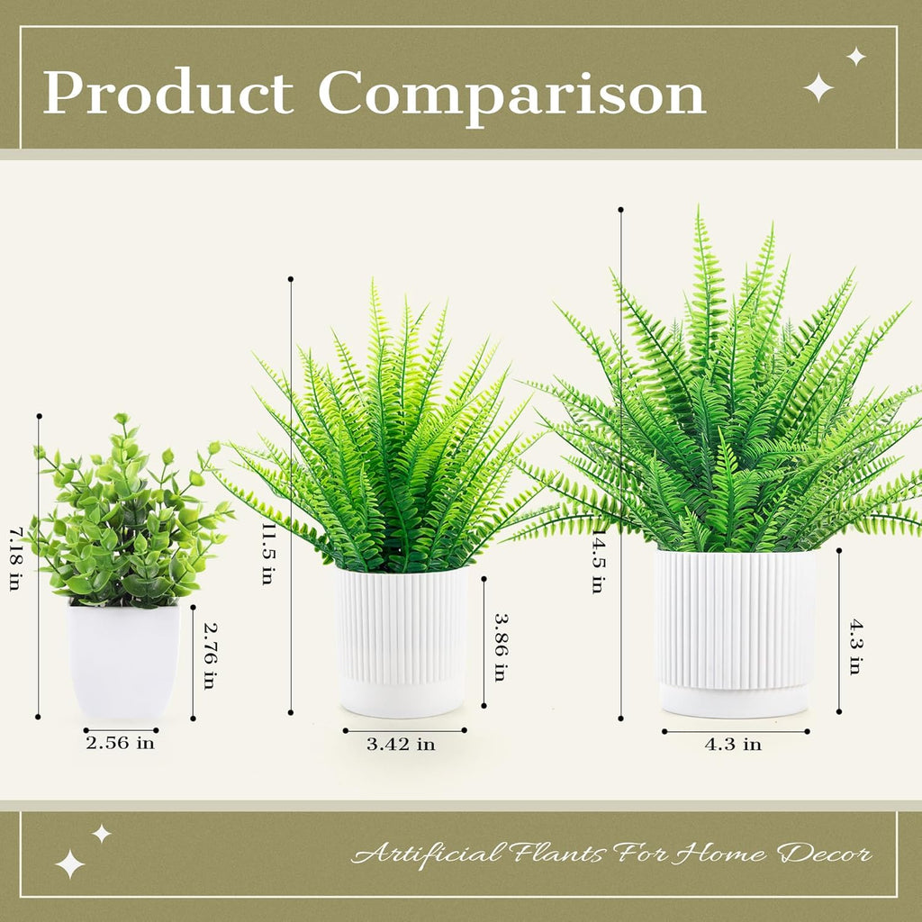 Der Rose 4 Pack Fake Plants Mini Artificial Greenery Potted Plants for Home Decor Indoor Office Table Room Farmhouse - Grand Goldman