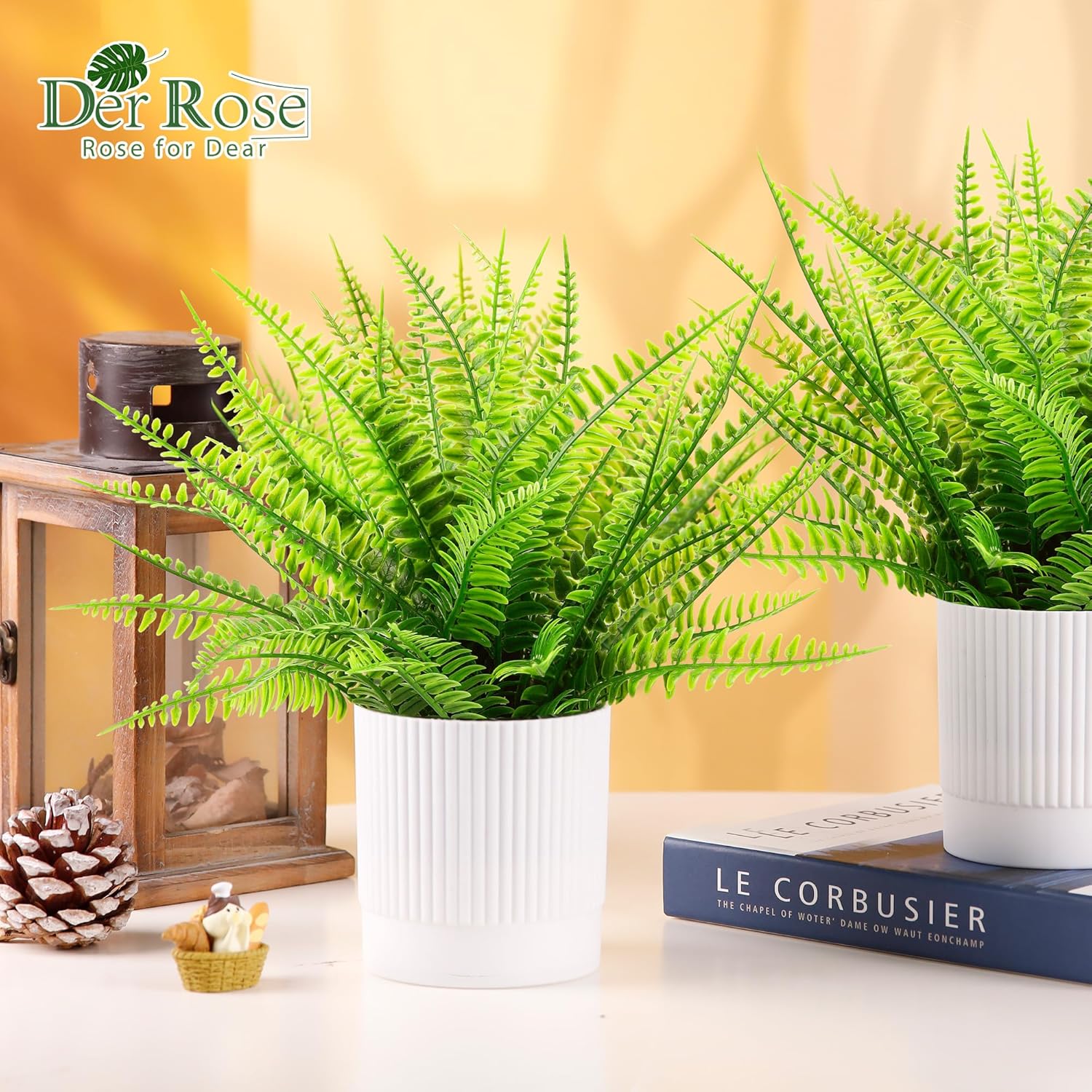 Der Rose 4 Pack Fake Plants Mini Artificial Greenery Potted Plants for Home Decor Indoor Office Table Room Farmhouse - Grand Goldman