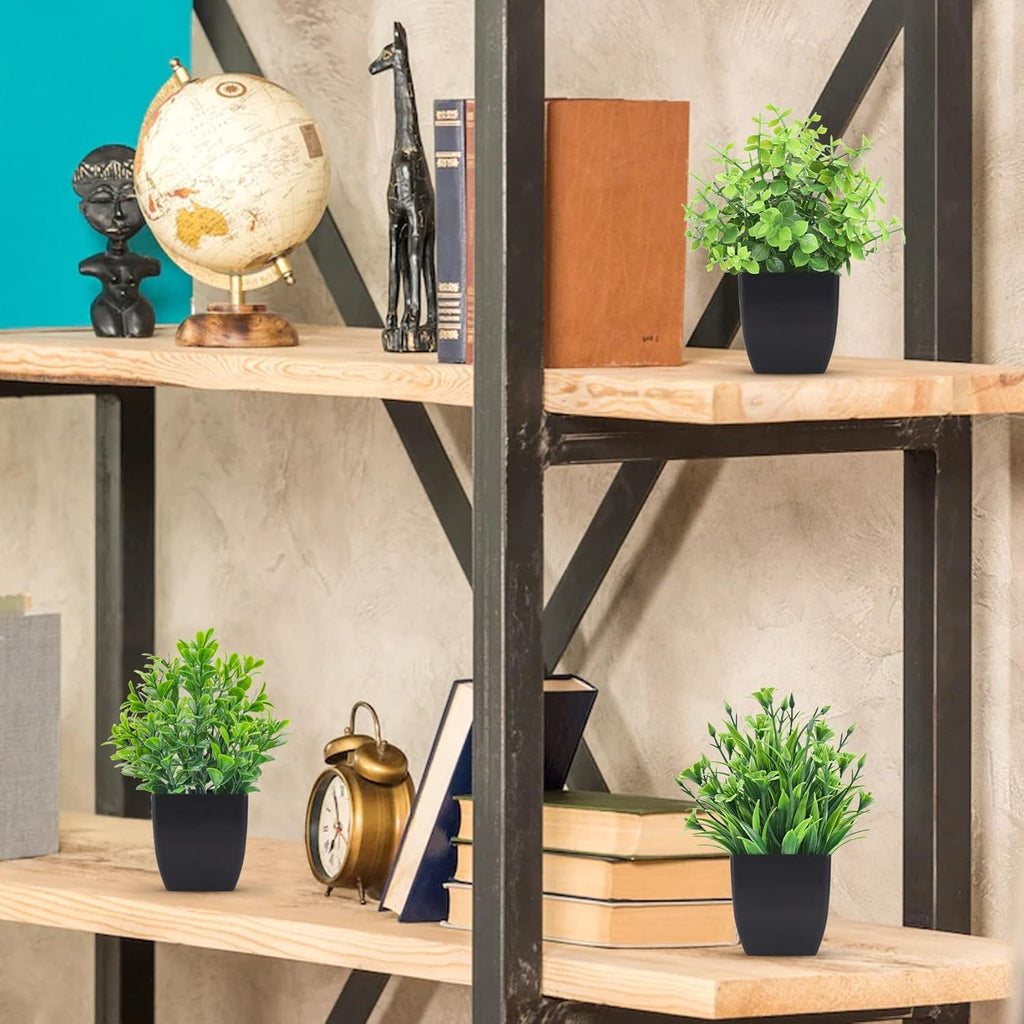 Der Rose Fake Plants 4 Packs Artificial Plants Small Faux Plants Black Bathroom Accessories for Bathroom Home Office Desk Decor Indoor - Grand Goldman