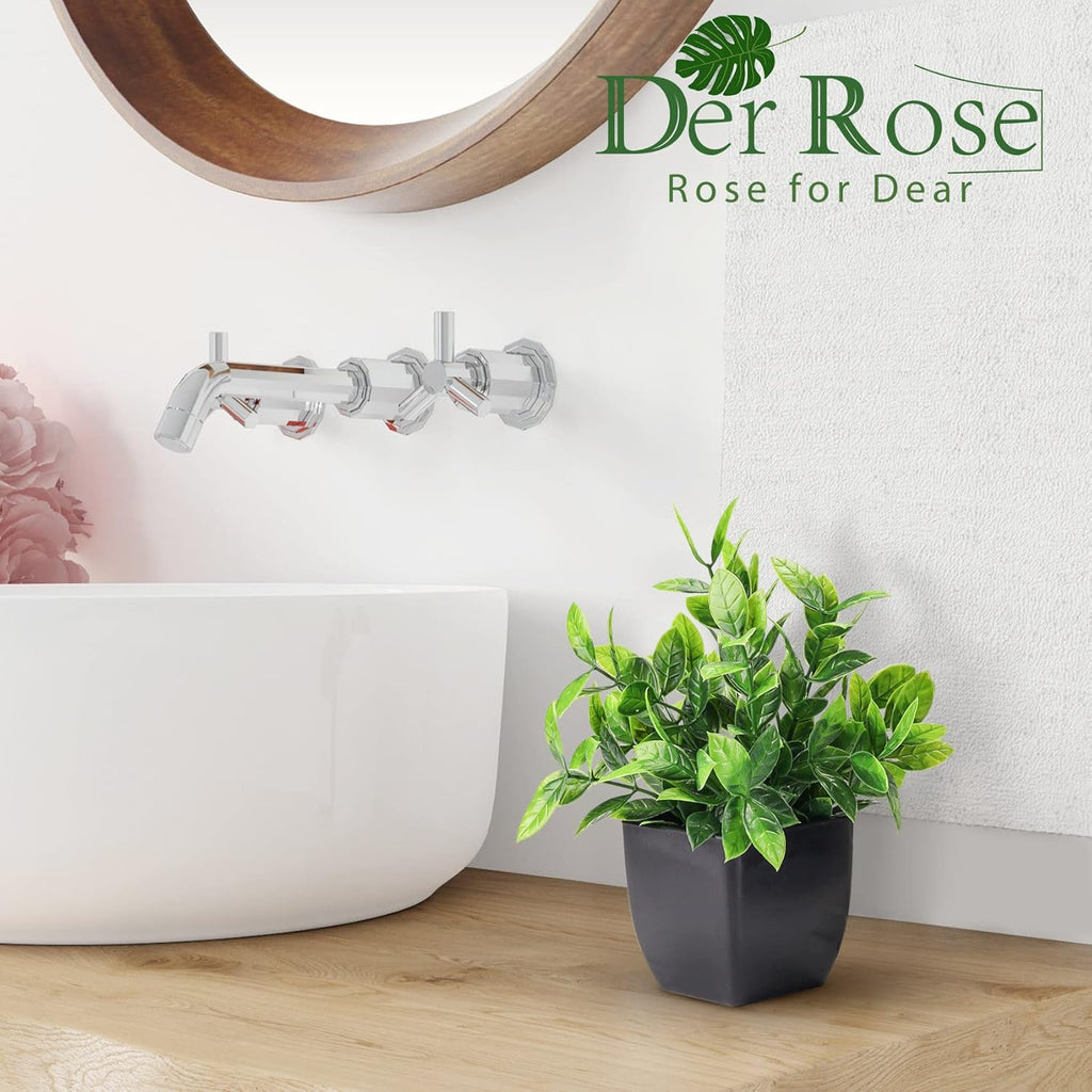 Der Rose Fake Plants 4 Packs Artificial Plants Small Faux Plants Black Bathroom Accessories for Bathroom Home Office Desk Decor Indoor - Grand Goldman