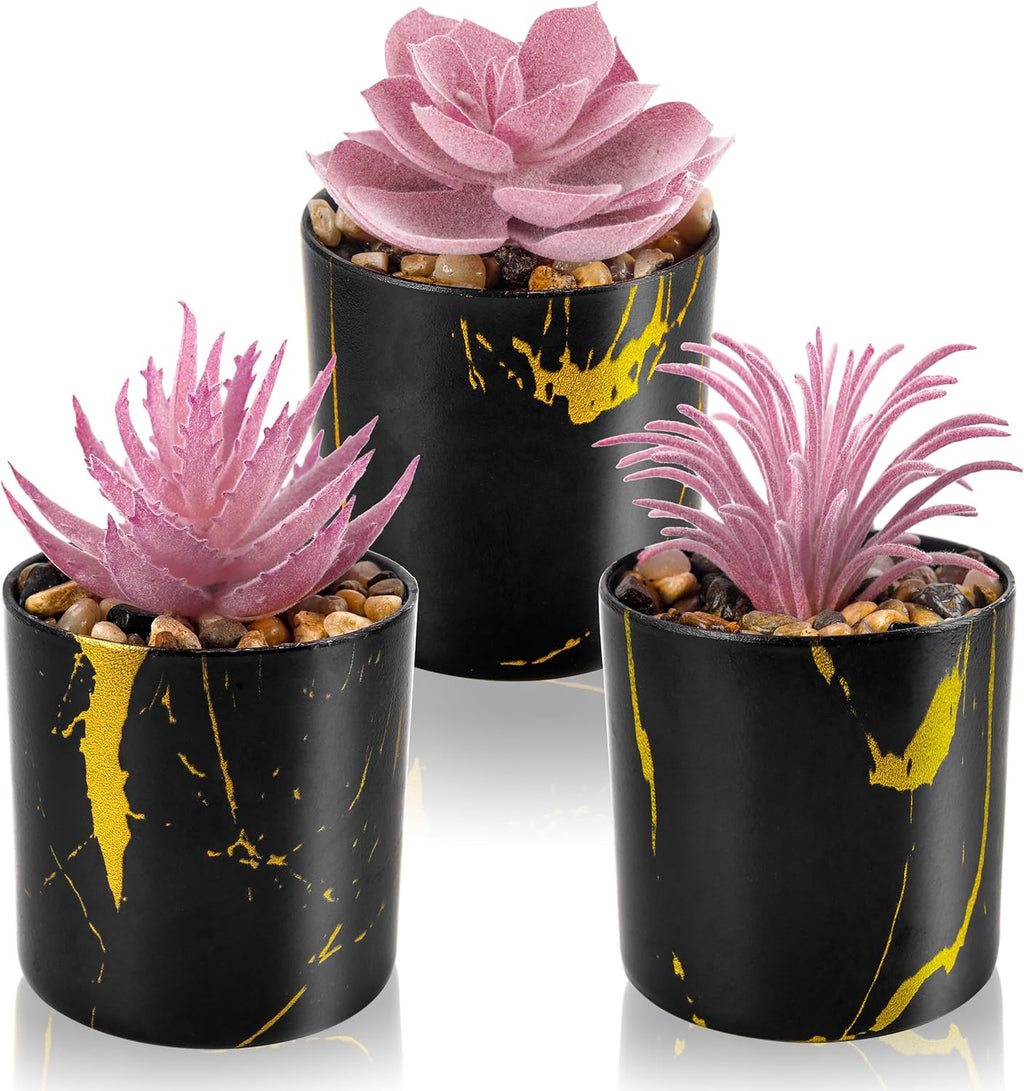 Der Rose Set of 6 Succulents Plants Artificial in Pots Small Fake Plants for Bedroom Aesthetic Living Room Office Shelf Bathroom Decor - Grand Goldman