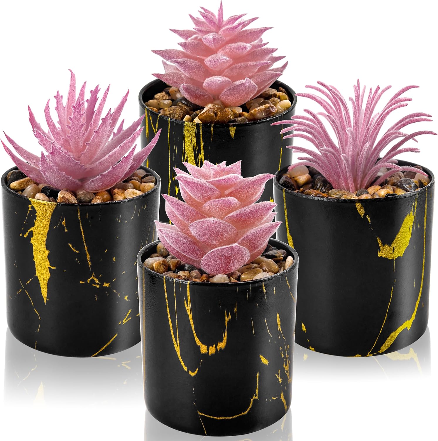 Der Rose Set of 6 Succulents Plants Artificial in Pots Small Fake Plants for Bedroom Aesthetic Living Room Office Shelf Bathroom Decor - Grand Goldman