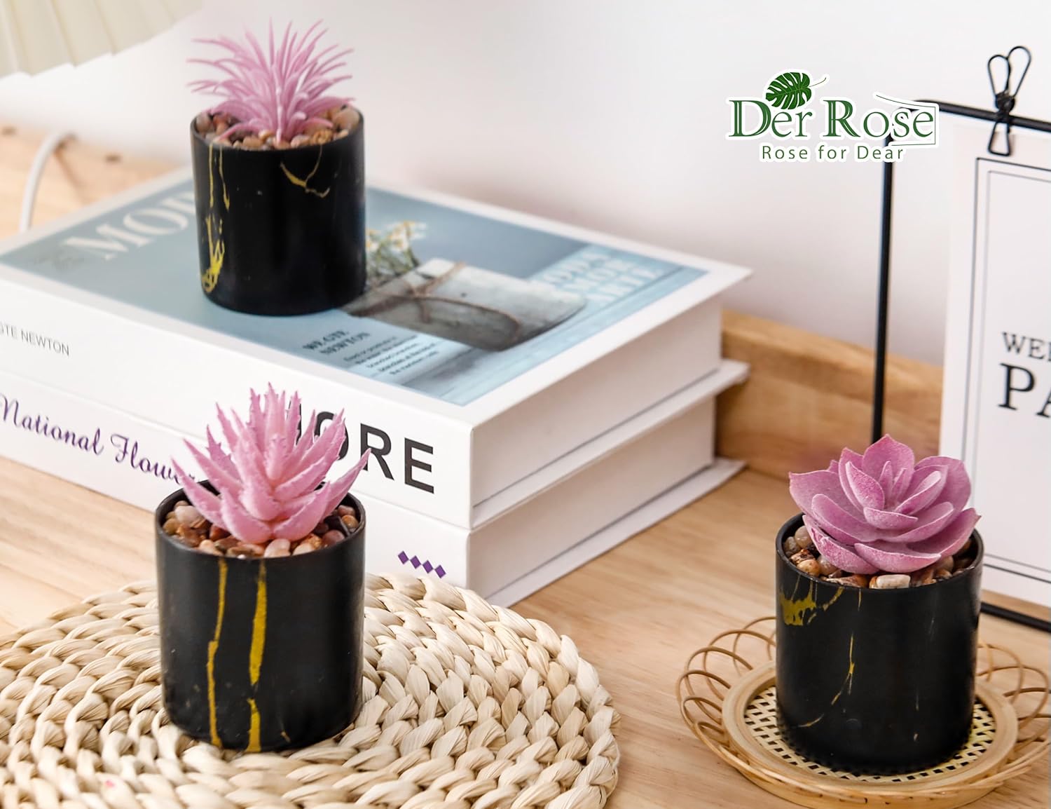 Der Rose Set of 6 Succulents Plants Artificial in Pots Small Fake Plants for Bedroom Aesthetic Living Room Office Shelf Bathroom Decor - Grand Goldman