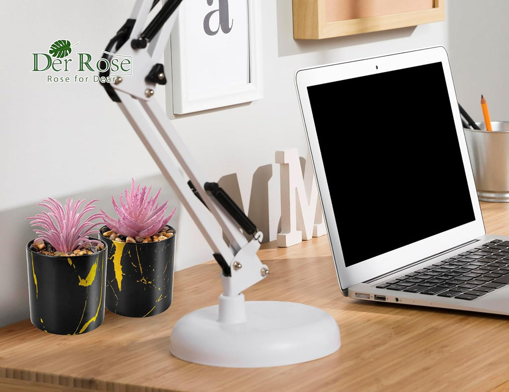 Der Rose Set of 6 Succulents Plants Artificial in Pots Small Fake Plants for Bedroom Aesthetic Living Room Office Shelf Bathroom Decor - Grand Goldman