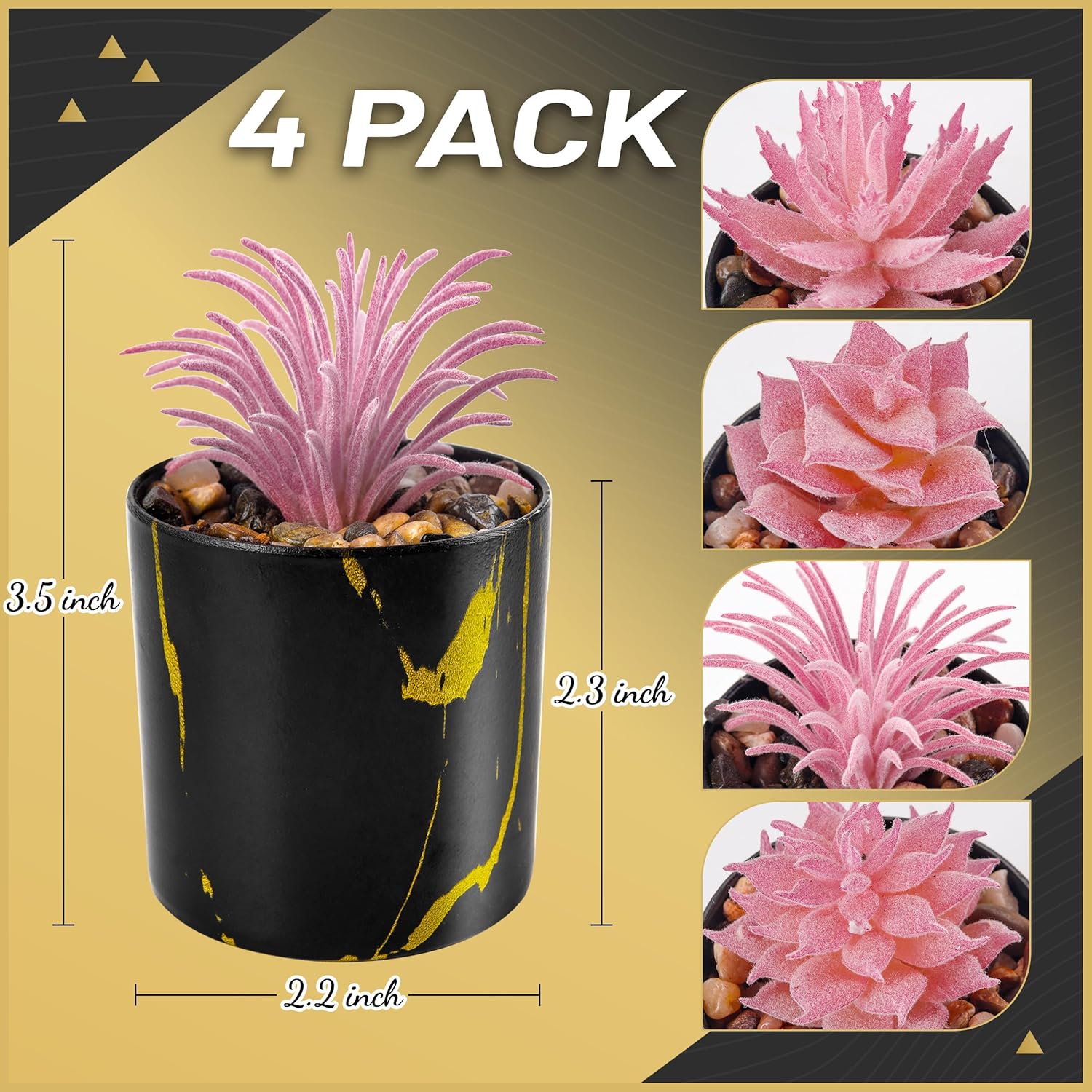 Der Rose Set of 6 Succulents Plants Artificial in Pots Small Fake Plants for Bedroom Aesthetic Living Room Office Shelf Bathroom Decor - Grand Goldman