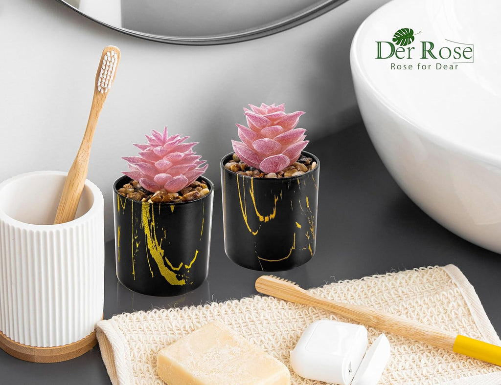Der Rose Set of 6 Succulents Plants Artificial in Pots Small Fake Plants for Bedroom Aesthetic Living Room Office Shelf Bathroom Decor - Grand Goldman