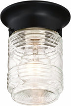 Design House 587220 Jelly Jar 1-Light Indoor/Outdoor Flush Mount Ceiling Light, Black - Grand Goldman
