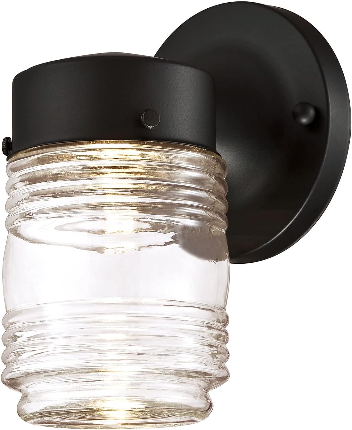 Design House 587220 Jelly Jar 1-Light Indoor/Outdoor Flush Mount Ceiling Light, Black - Grand Goldman