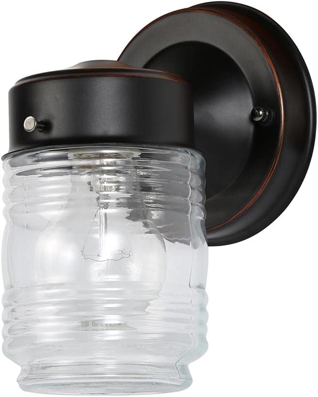 Design House 587220 Jelly Jar 1-Light Indoor/Outdoor Flush Mount Ceiling Light, Black - Grand Goldman