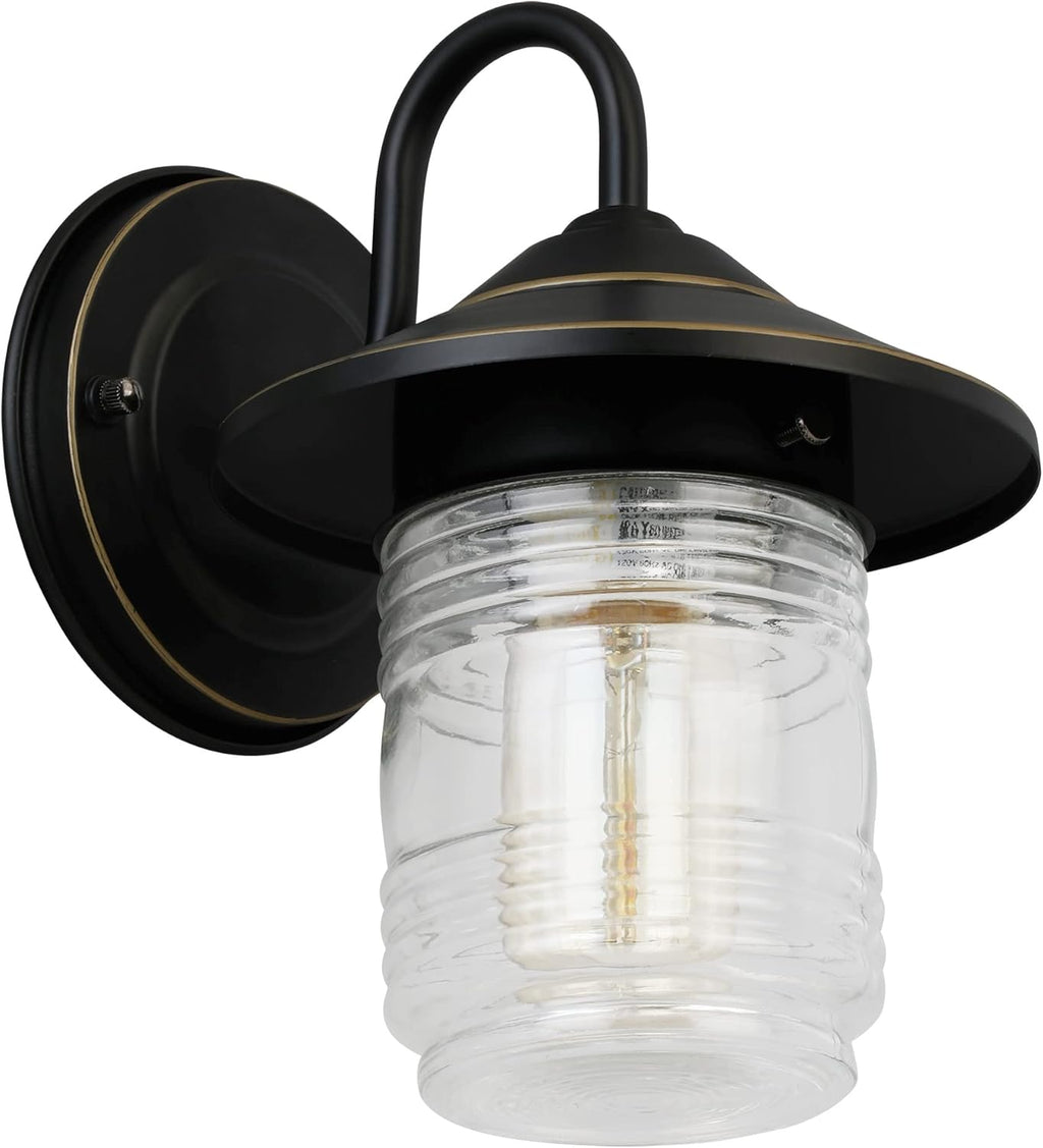 Design House 587220 Jelly Jar 1-Light Indoor/Outdoor Flush Mount Ceiling Light, Black - Grand Goldman