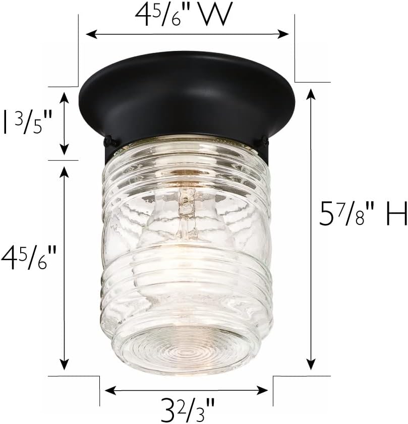 Design House 587220 Jelly Jar 1-Light Indoor/Outdoor Flush Mount Ceiling Light, Black - Grand Goldman