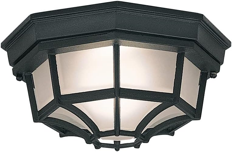 Designers Fountain 2067-BK Builder Cast Outdoor Flush Mount Ceiling Light, 10.5 in W, Black - Grand Goldman