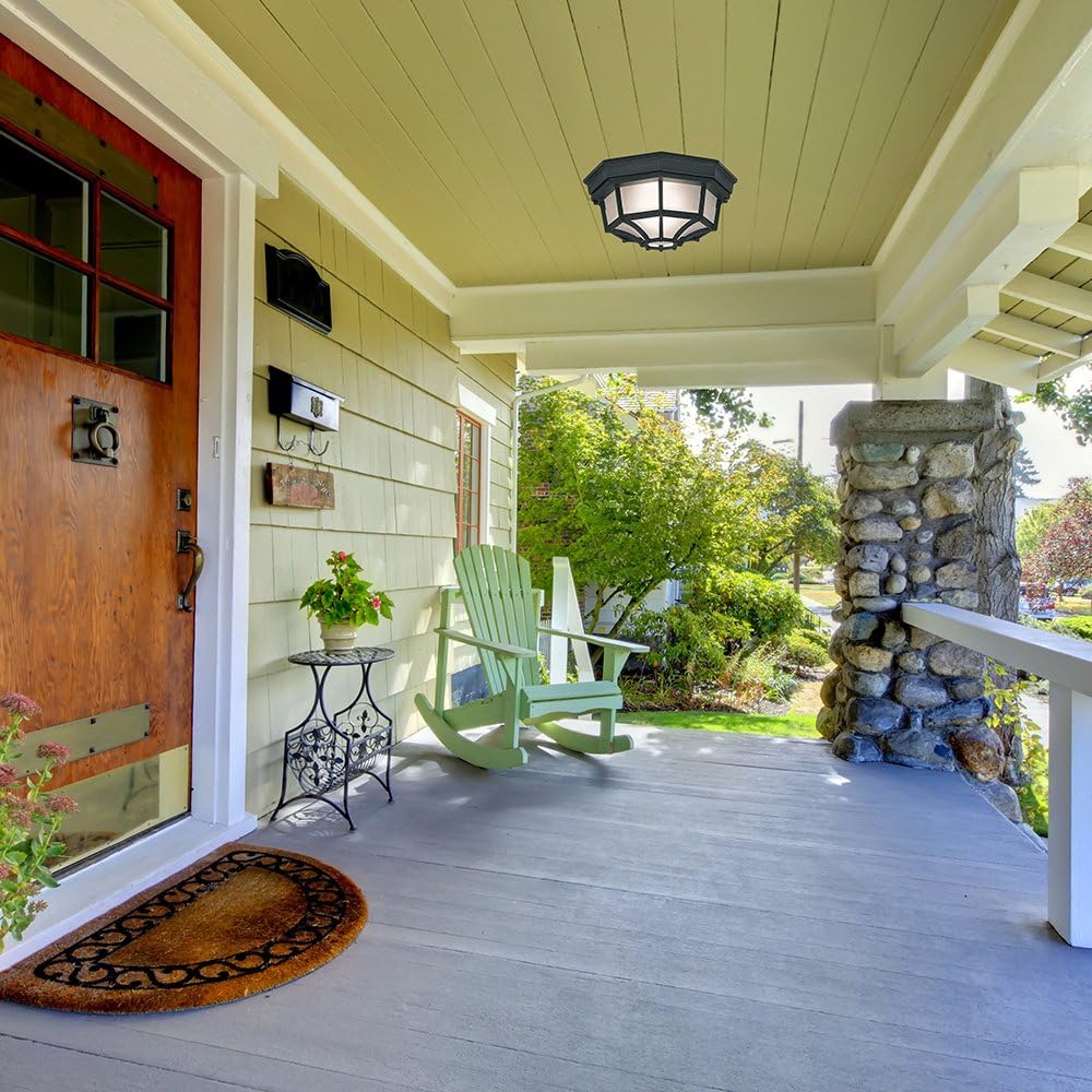 Designers Fountain 2067-BK Builder Cast Outdoor Flush Mount Ceiling Light, 10.5 in W, Black - Grand Goldman