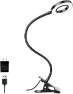 Desk Clip on Lamp for Reading Home Office, 10 Dimmable Brightness 3 Modes, Clamp Light for Bed Headboard, Craft - Grand Goldman