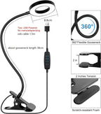 Desk Clip on Lamp for Reading Home Office, 10 Dimmable Brightness 3 Modes, Clamp Light for Bed Headboard, Craft - Grand Goldman