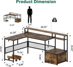 Desk and Chair Set,Computer Desk with Chair Combo Set,Home Office Furniture Sets,Home Office Desk Chairs and L Shaped Desk,Office Desk with Drawers & Mesh Ergonomic Desk Chair, Brown & Black - Grand Goldman