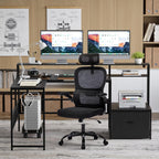 Desk and Chair Set,Computer Desk with Chair Combo Set,Home Office Furniture Sets,Home Office Desk Chairs and L Shaped Desk,Office Desk with Drawers & Mesh Ergonomic Desk Chair, Brown & Black - Grand Goldman