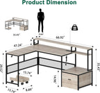 Desk and Chair Set,Computer Desk with Chair Combo Set,Home Office Furniture Sets,Home Office Desk Chairs and L Shaped Desk,Office Desk with Drawers & Mesh Ergonomic Desk Chair, Brown & Black - Grand Goldman