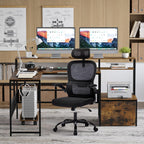 Desk and Chair Set,Computer Desk with Chair Combo Set,Home Office Furniture Sets,Home Office Desk Chairs and L Shaped Desk,Office Desk with Drawers & Mesh Ergonomic Desk Chair, Brown & Black - Grand Goldman