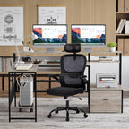 Desk and Chair Set,Computer Desk with Chair Combo Set,Home Office Furniture Sets,Home Office Desk Chairs and L Shaped Desk,Office Desk with Drawers & Mesh Ergonomic Desk Chair, Brown & Black - Grand Goldman