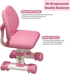 Desk for Kids, Pink Kids Desk and Chair Set Adjustable Height with Drawers and Storage, Cartoon Pattern Kids Desk for Girls, Curved Desktop School Study Desk for Kids - Grand Goldman