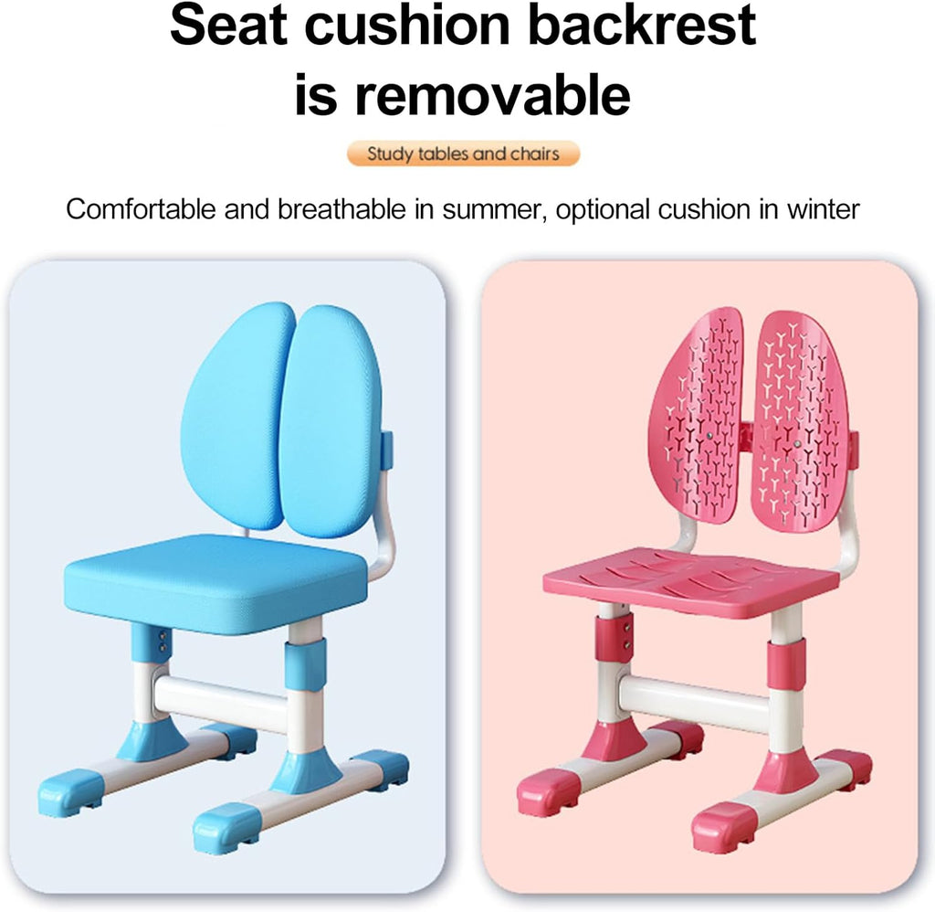 Desk for Kids, Pink Kids Desk and Chair Set Adjustable Height with Drawers and Storage, Cartoon Pattern Kids Desk for Girls, Curved Desktop School Study Desk for Kids - Grand Goldman